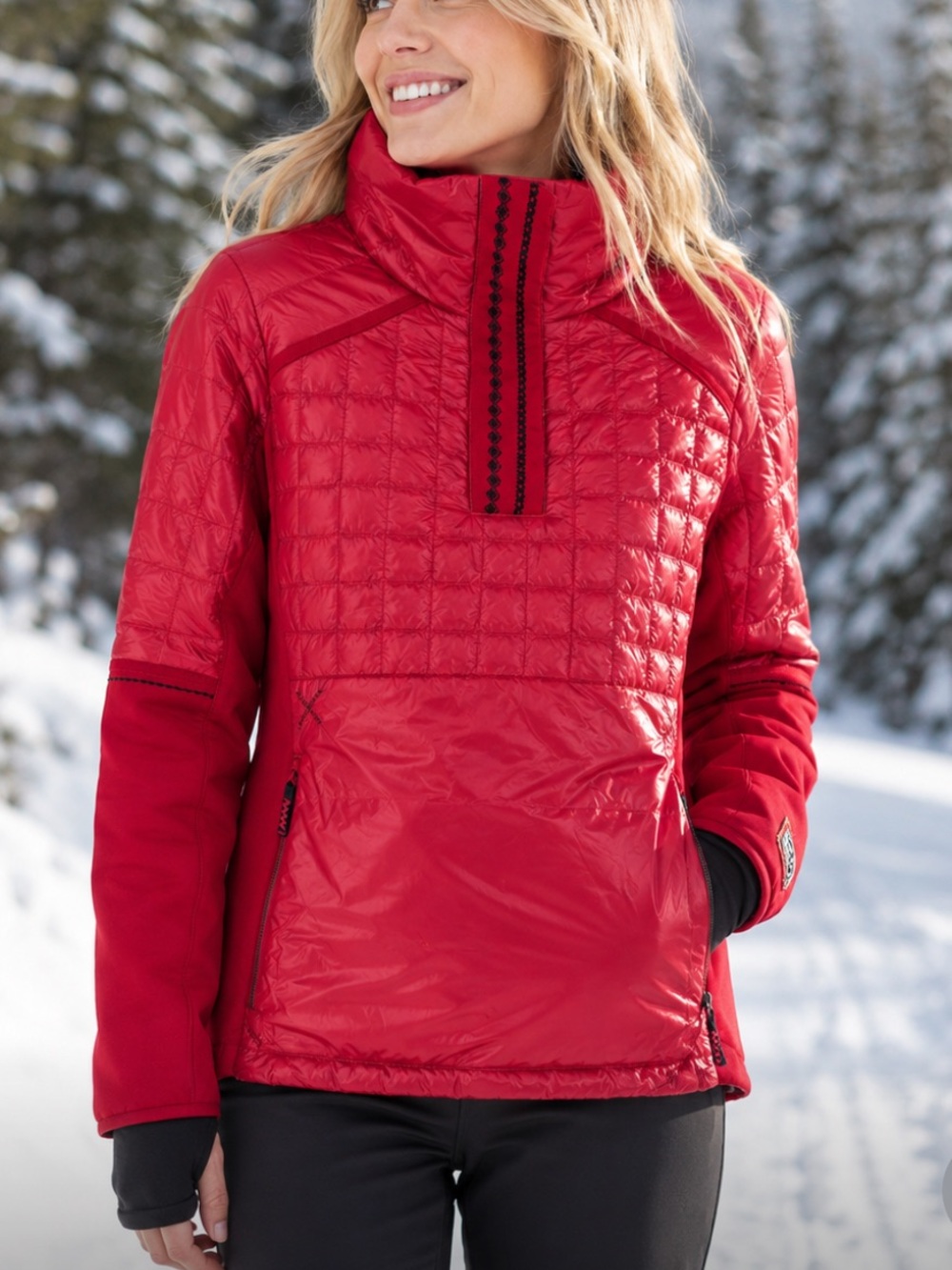 Alp N Rock Red Quilted Duck Down Pullover Jacket